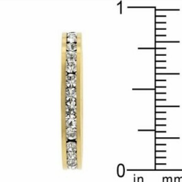 Cubic Zirconia Eternity Ring Size 10 11 12 Gold Plated Band Stackable Mens Women - Picture 3 of 4